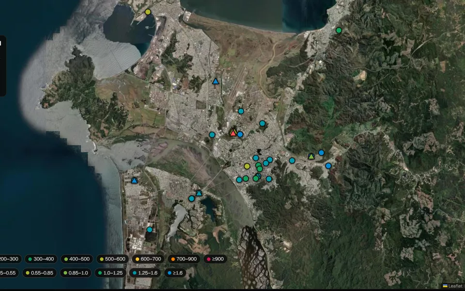 Mapa Colaborativo: registros de Vs30 y HVSR sobre la bahía de Concepción